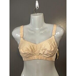 Vintage Mary Jane Bra Womens 34C Beige Soft Cup Wirefree Made USA Style 77 80s
